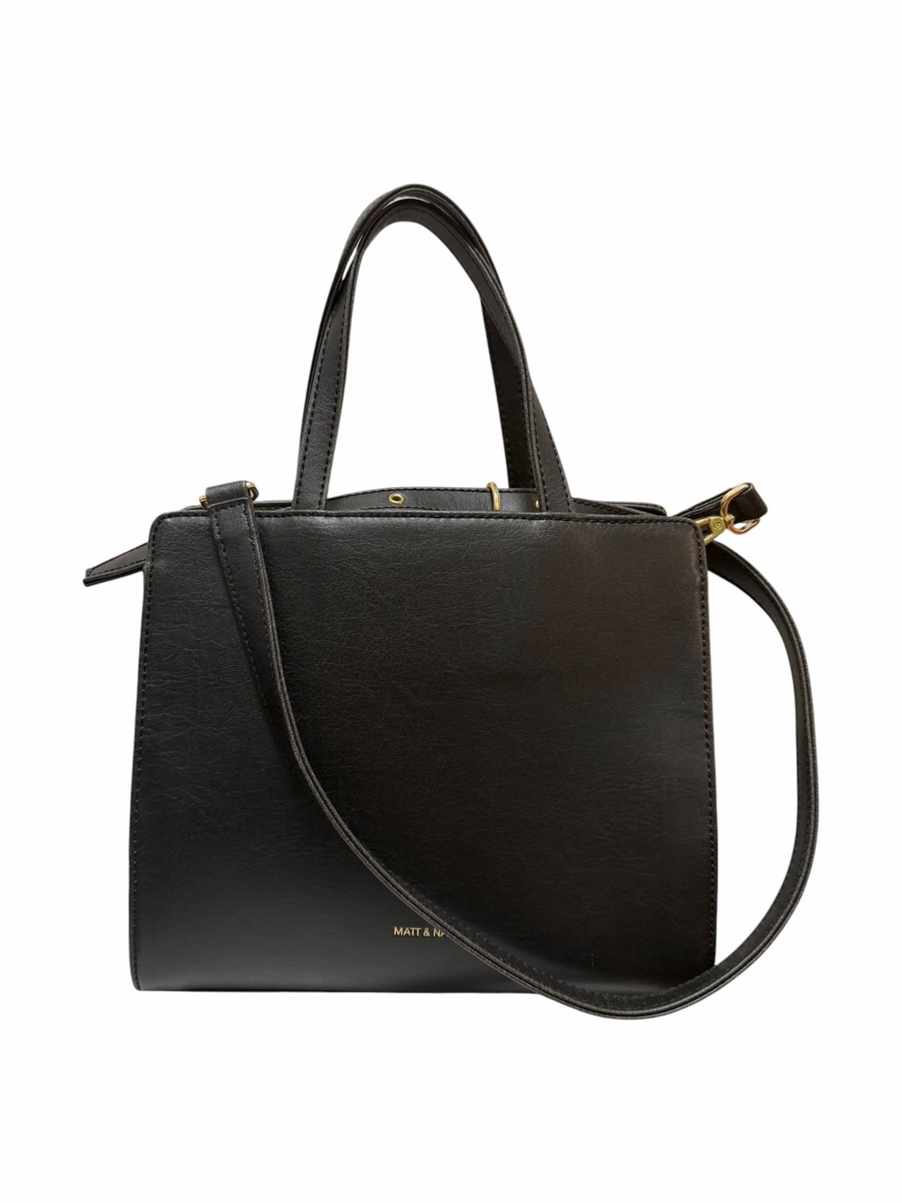 Matt & Nat Solid Black Faux Leather Satchel Handbag